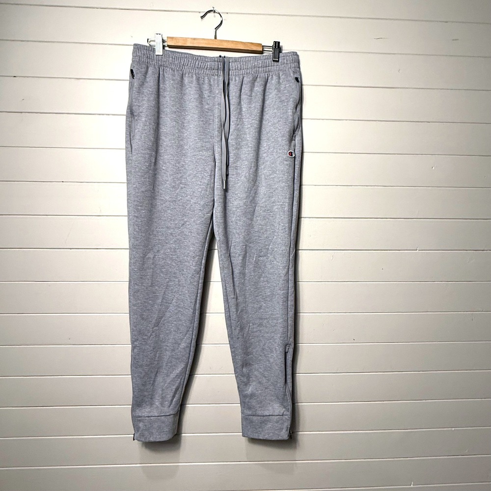 Champion Joggers Mens Large Grey Performance Zipper Ankle Sweatpants 1656925